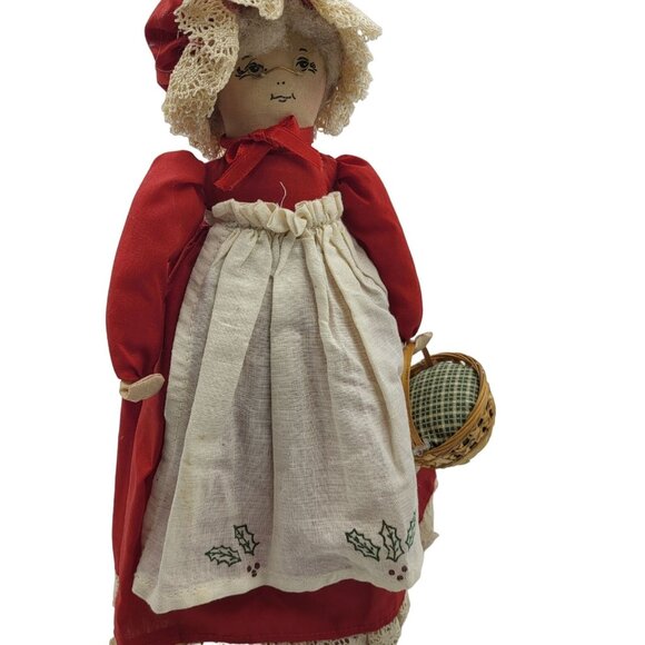 Vintage 90s Overly Raker Mrs Santa Claus Figure Basket Holiday Weighted Bottom - Picture 4 of 15